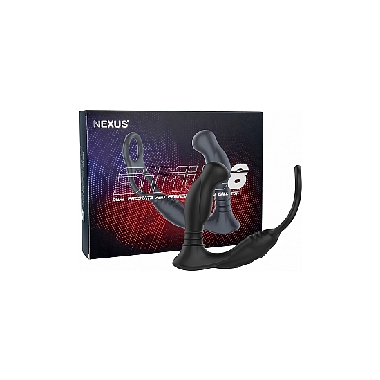 SIMUL8 VIBRATING DUAL MOTOR ANAL COCK AND BALL TOY BLACK image 2