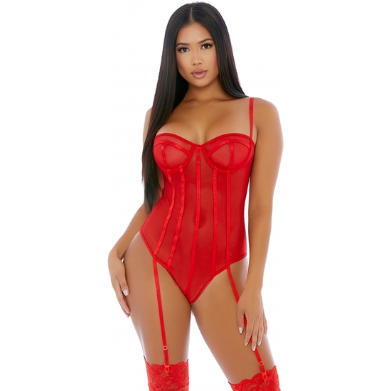 SHEER UP MESH TEDDY RED image 0