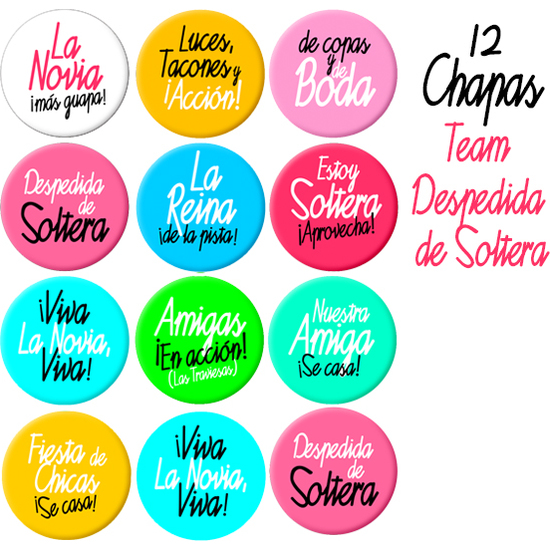 12 CHAPAS DESPEDIDA DE SOLTERA TEAM (BOLSA)  image 0