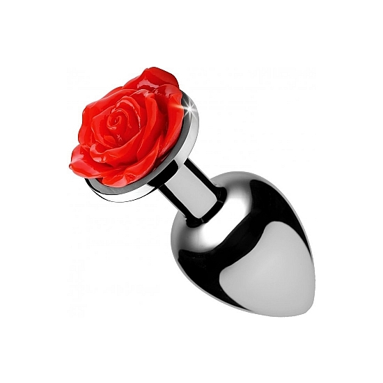 RED ROSE BUTT PLUG - MEDIUM - RED image 0