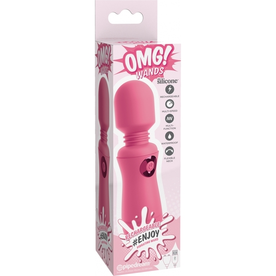 OMG! WANDS - ENJOY RECHARGEABLE VIBRATING WAND, PINK image 1