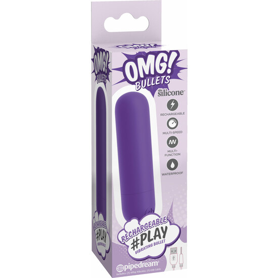 OMG! BULLETS - PLAY RECHARGEABLE VIBRATING BULLET, PURPLE image 1