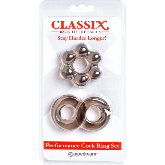 CLASSIX - PERFORMANCE COCK RING SET, SMOKE image 1