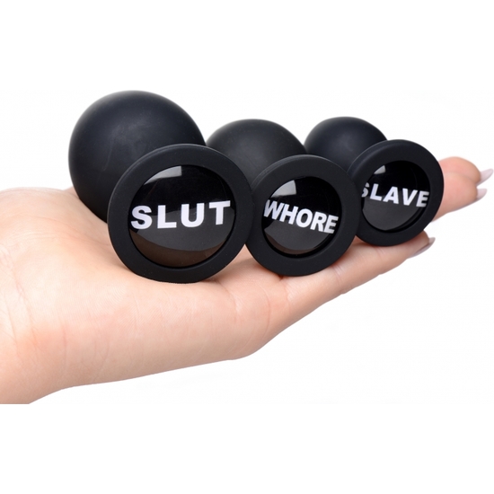 DIRTY WORDS SILCONE ANAL PLUG SET - BLACK image 2