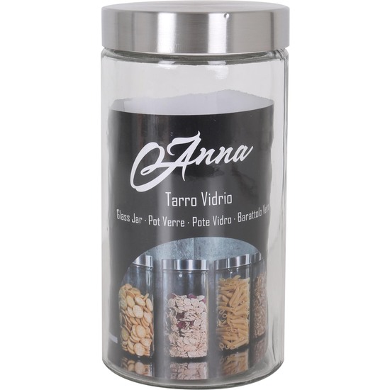 1.70LT GLASS JAR W/INOX LID ANNA image 1