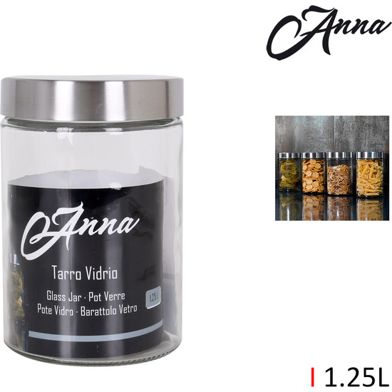 1.25LT GLASS JAR W/INOX LID ANNA image 0