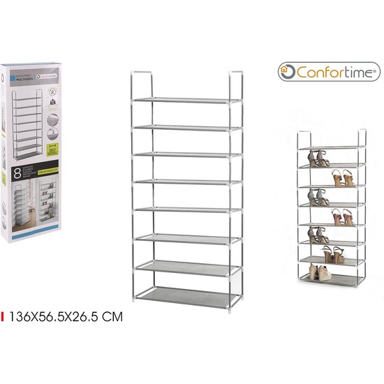 8 STORAGE SHELVES 136X56.5X26.5CM CONFORTIME image 0