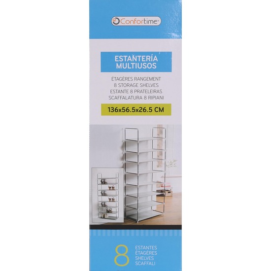 8 STORAGE SHELVES 136X56.5X26.5CM CONFORTIME image 1