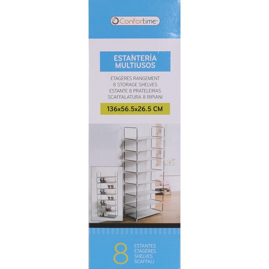 8 STORAGE SHELVES 136X56.5X26.5CM CONFORTIME image 1