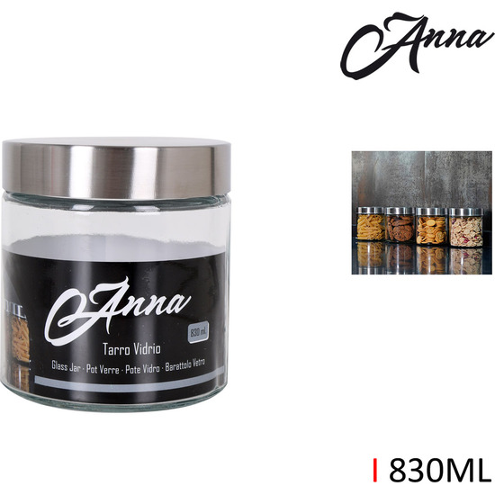 830ML GLASS JAR W/INOX LID ANNA image 0