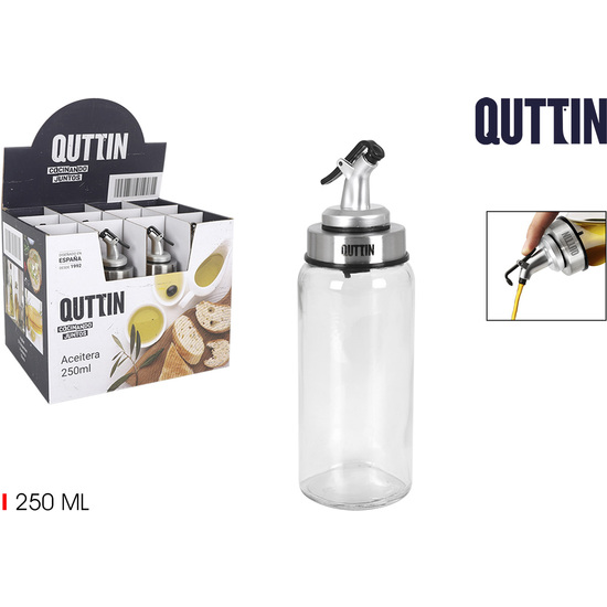 250ML GLASS OIL DISPENSER W/STOP QUTTIN image 0