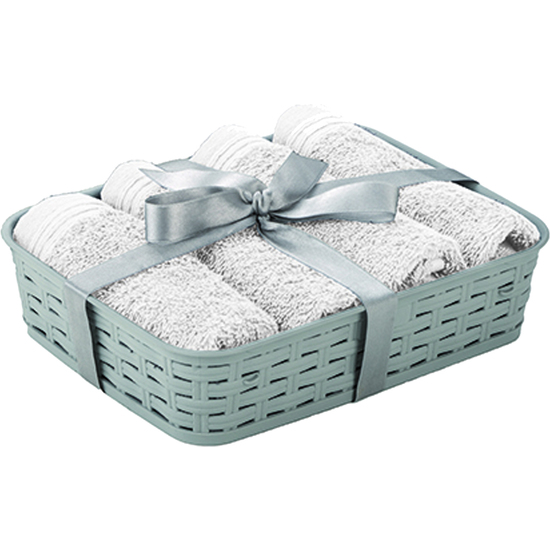SET 4 TOALLAS 30X30 CM BLANCA CON CESTO ARIES LA MAISON 1975 image 0