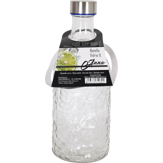 1000CC GLASS BOTTLE METAL LID ANNA image 1