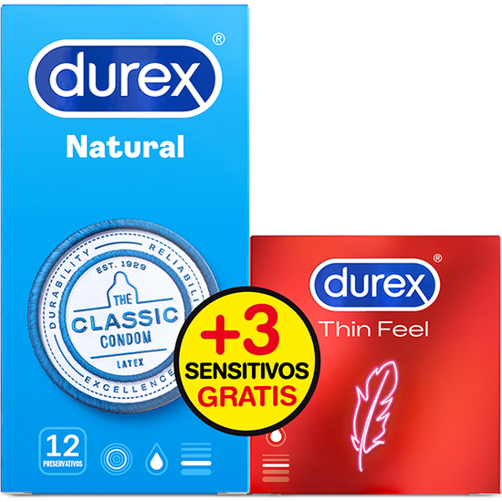 DUREX LOVE SEX NATURAL PLUS 12 PRESERVATIVOS + 3 SENSITIVOS image 0