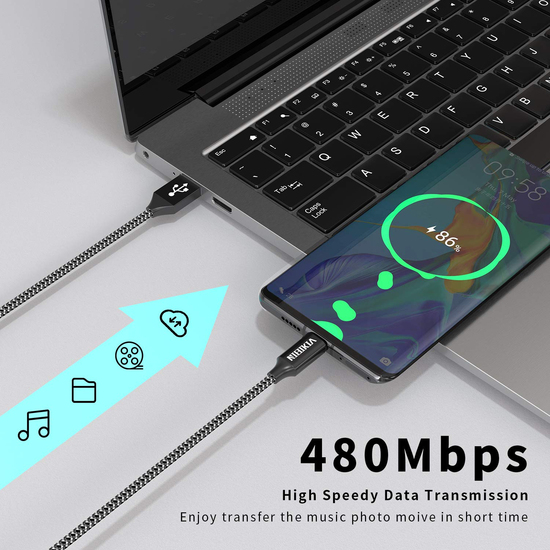 CABLES USB TIPO C, 4PACK [ 0.5M 1M 2M 3M] 3A CARGADOR TIPO C NYLON CARGA RÁPIDA Y SINCRONIZACIÓN CABLE USB C PARA SAMSUNG S10/S9/S8/NOTE 10/NOTE 9, H image 3