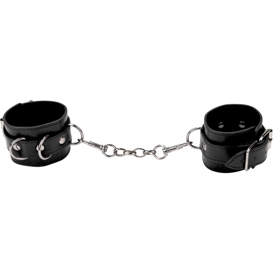 OUCH LEATHER CUFFS FOR HAND AND ANKLES BLACK image 2
