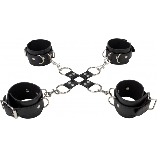 OUCH LEATHER HAND AND LEG CUFFS BLACK image 2