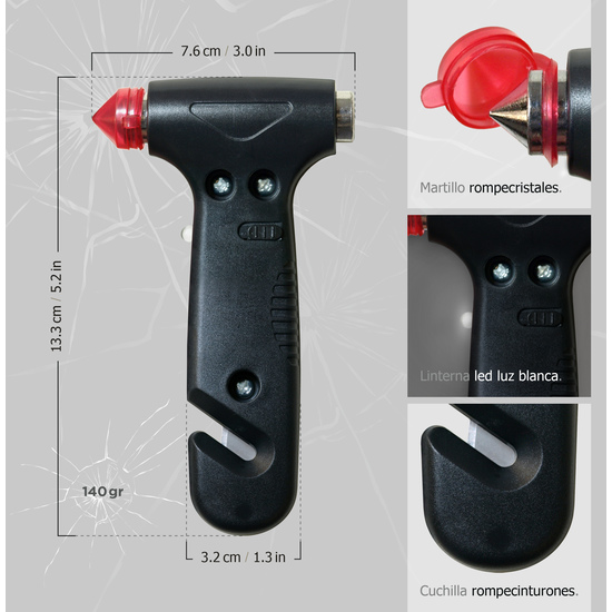 MARTILLO DE SEGURIDAD PORTÁTIL DE EMERGENCIA, PARA COCHE image 3