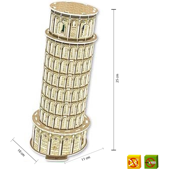 PUZZLE 3D TORRE DE PISA -50 PCS- TAMAÑO MONTADO: 10CM X 11CM X 25CM image 0