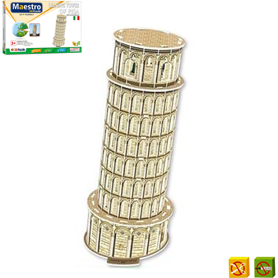 PUZZLE 3D TORRE DE PISA -50 PCS- TAMAÑO MONTADO: 10CM X 11CM X 25CM image 1