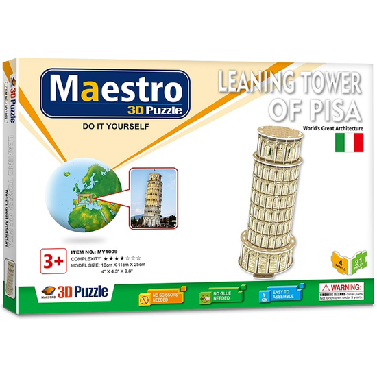 PUZZLE 3D TORRE DE PISA -50 PCS- TAMAÑO MONTADO: 10CM X 11CM X 25CM image 2