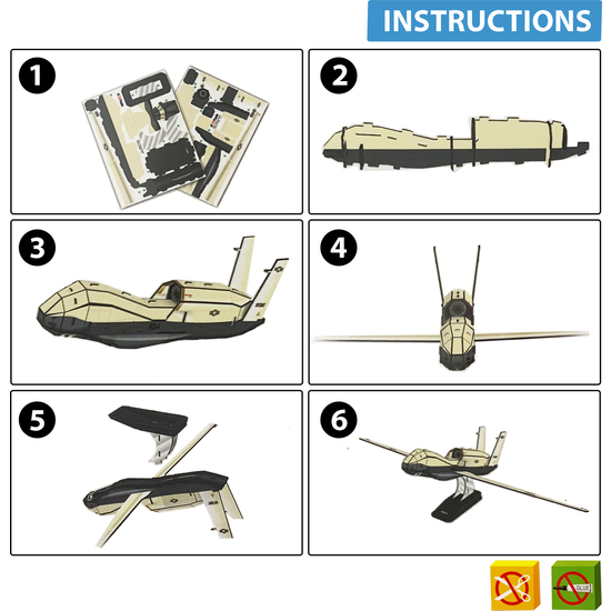 PUZZLE 3D DRON-AVIÓN NO PILOTADO - TAMAÑO MONTADO: 26CM X 48CM X 14.5CM image 4