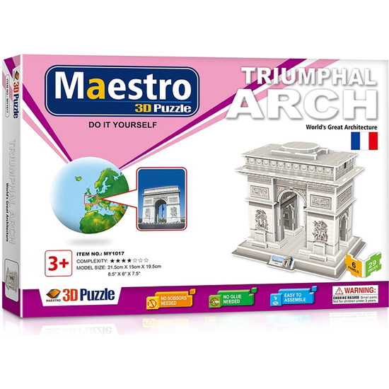 PUZZLE 3D ARCO DE TRIUNFO -40 PCS? - TAMAÑO MONTADO: 21.5CM X 15CM X 19.5CM image 2