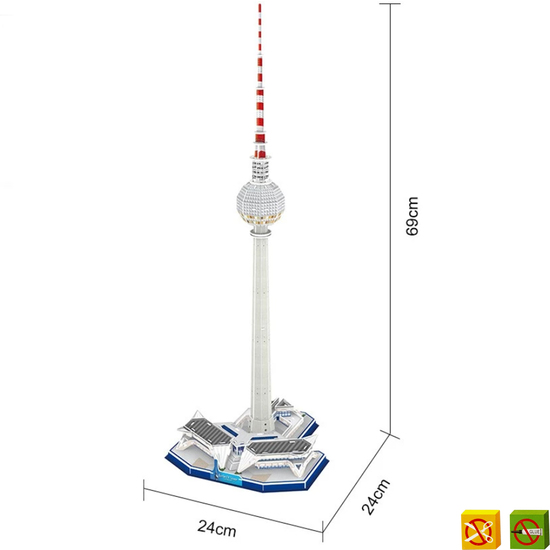 PUZZLE 3D TORRE TV BERLÍN -40 PCS- TAMAÑO MONTADO: 24CM X 24CM X 69CM image 0