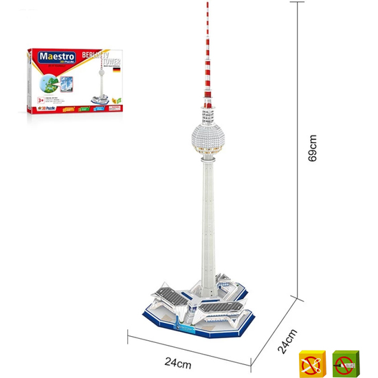 PUZZLE 3D TORRE TV BERLÍN -40 PCS- TAMAÑO MONTADO: 24CM X 24CM X 69CM image 1