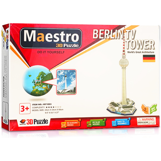 PUZZLE 3D TORRE TV BERLÍN -40 PCS- TAMAÑO MONTADO: 24CM X 24CM X 69CM image 2