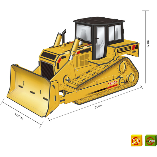 PUZZLE 3D BULLDOZER -50 PCS - TAMAÑO MONTADO: 21CM X 11.5CM X 12CM image 0