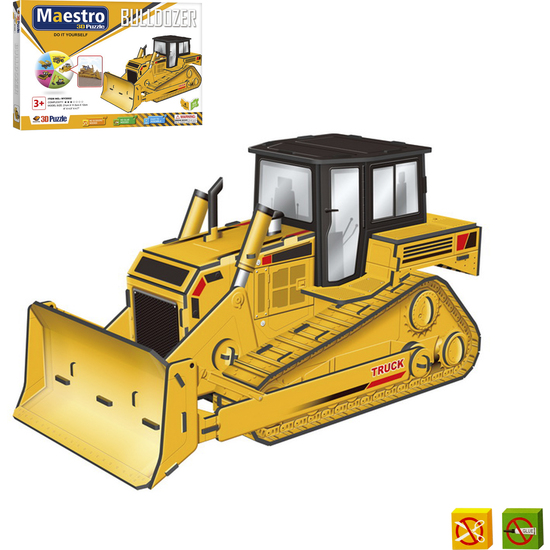 PUZZLE 3D BULLDOZER -50 PCS - TAMAÑO MONTADO: 21CM X 11.5CM X 12CM image 1