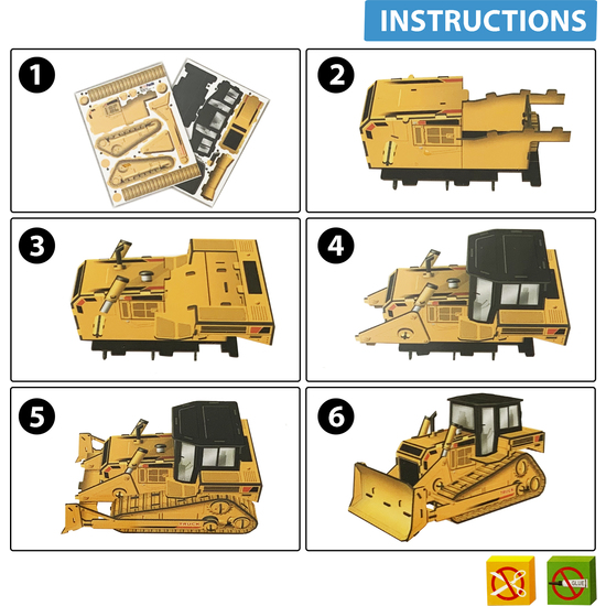 PUZZLE 3D BULLDOZER -50 PCS - TAMAÑO MONTADO: 21CM X 11.5CM X 12CM image 4