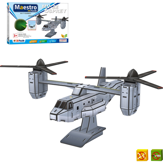 PUZZLE 3D AIRCRAFT MV-22 OSPREY -50 PCS - TAMAÑO MONTADO: 22M X 33.5CM X 45CM image 1