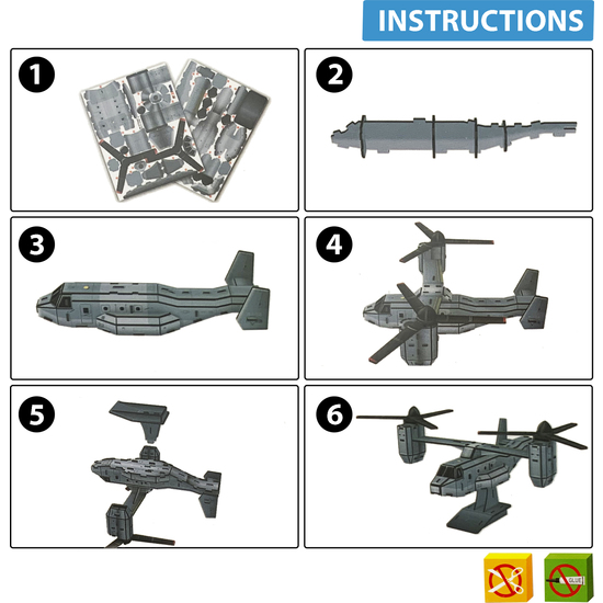 PUZZLE 3D AIRCRAFT MV-22 OSPREY -50 PCS - TAMAÑO MONTADO: 22M X 33.5CM X 45CM image 4