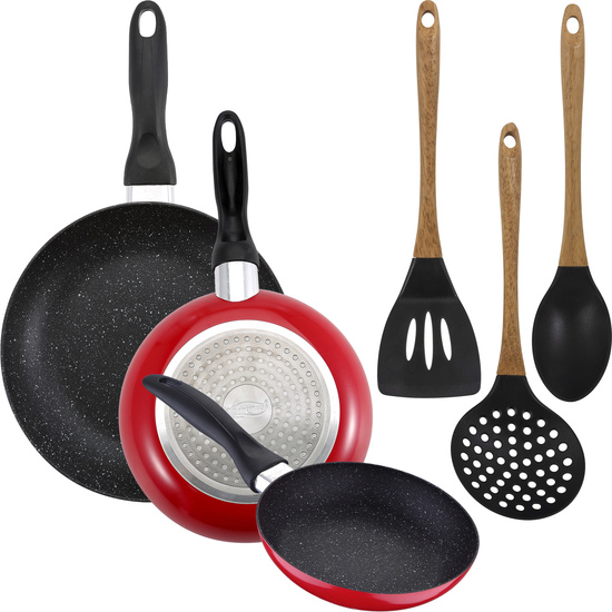 PACK DE 3 SARTENES SAN IGNACIO Ø16CM Ø20CM Ø24CM + SET DE 3 UTENILIOS DE COCINA EN SILICONA image 0