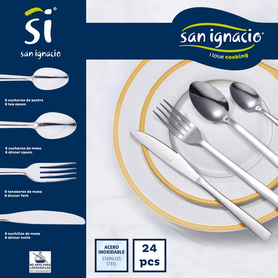 PACK DE 3 SARTENES SAN IGNACIO Ø16CM Ø20CM Ø24CM + SET DE 24PC CUBERTERÍA EN ACERO INOXIDABLE image 4