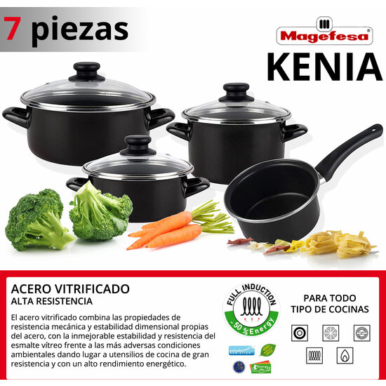 PACK DE 3 SARTENES SAN IGNACIO Ø16CM Ø20CM Ø24CM + BATERÍA DE COCINA DE 7 PIEZAS EN ACERO VITRIFICADO image 4