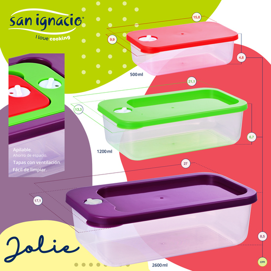 PACK DE 3 SARTENES SAN IGNACIO Ø16CM Ø20CM Ø24CM + SET DE 3PC DE HERMÉTICOS APILABLES image 3