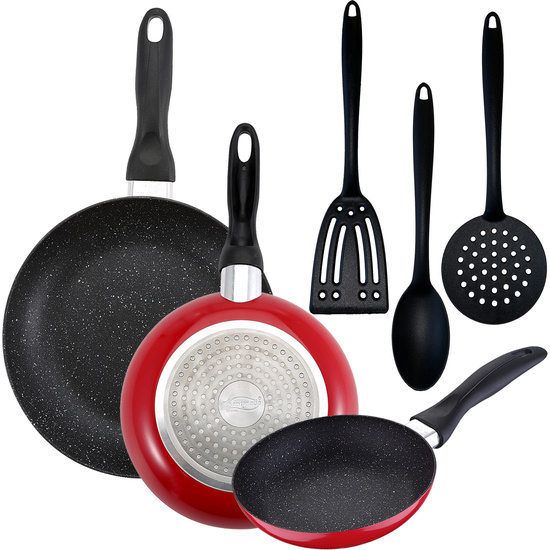 PACK DE 3 SARTENES SAN IGNACIO Ø16CM Ø20CM Ø24CM + SET DE 3PC UTENSILIOS DE COCINA image 0