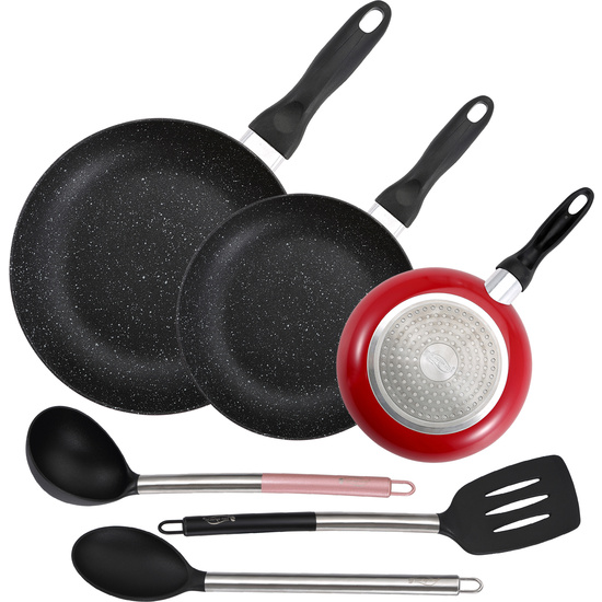 PACK DE 3 SARTENES SAN IGNACIO Ø16CM Ø20CM Ø24CM + SET DE 3PC UTENSILIOS DE COCINA EN NYLON image 0