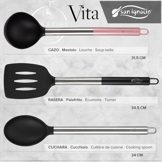 PACK DE 3 SARTENES SAN IGNACIO Ø16CM Ø20CM Ø24CM + SET DE 3PC UTENSILIOS DE COCINA EN NYLON image 3