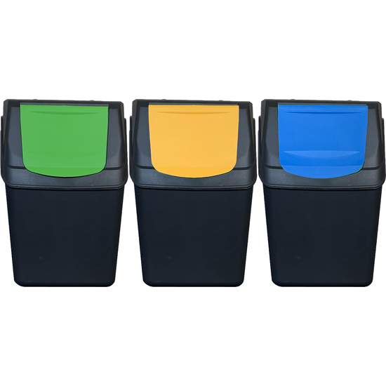 JUEGO DE 3 CUBOS DE RECICLAJE - 60 LITROS- COLOR ANTRACITA image 2