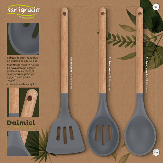 PACK DE 3 SARTENES SAN IGNACIO Ø16CM Ø20CM Ø24CM + SET DE 3PC DE UTENSILIOS DE COCINA EN SILICONA Y MADERA image 3