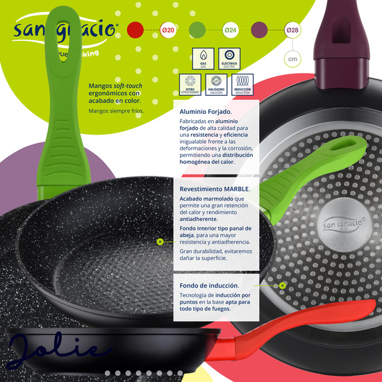 PACK DE 3 SARTENES DE 20/24/28CM EN ALUMINIO FORJADO + SET DE 3PC DE UTENSILIOS DE COCINA EN NYLON image 2