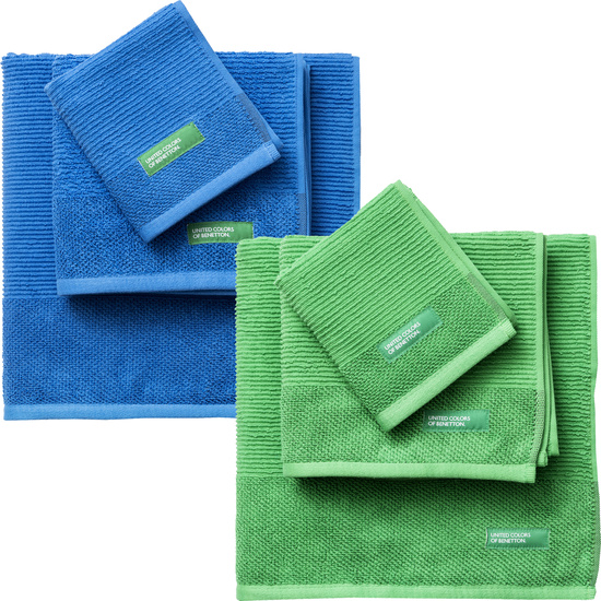 PACK DE 2 SET DE 3 TOALLAS DE BAÑO CADA UNO EN COLOR AZUL Y OTRAS EN VERDE image 0