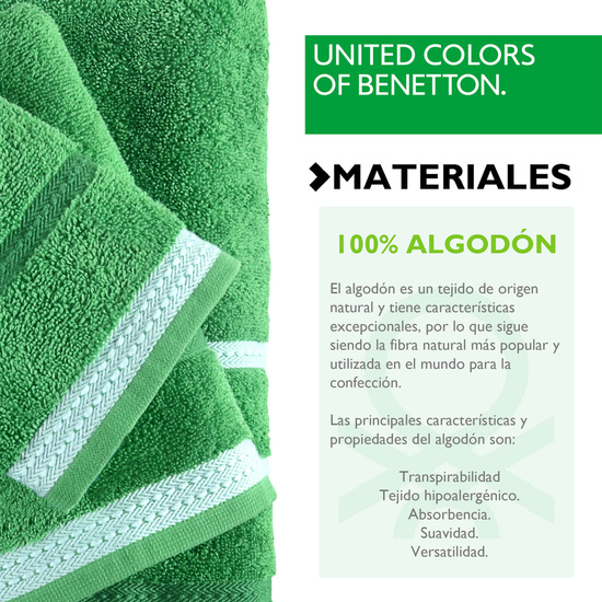 PACK DE 2 SET DE 3 Y 4 TOALLAS DE BAÑO CADA UNO RESPECTIVAMENTE EN COLOR VERDE Y ROJO A RAYAS image 2