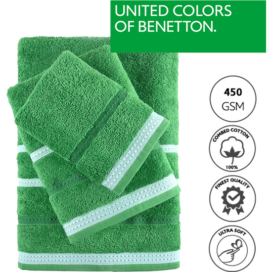 PACK DE 2 SET DE 3 Y 4 TOALLAS DE BAÑO CADA UNO RESPECTIVAMENTE EN COLOR VERDE Y AZUL A RAYAS image 1