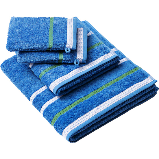 PACK DE 2 SET DE 3 Y 4 TOALLAS DE BAÑO CADA UNO RESPECTIVAMENTE EN COLOR VERDE Y AZUL A RAYAS image 4