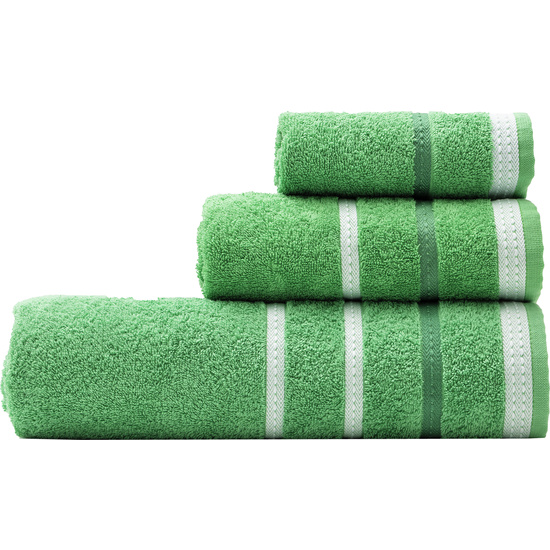 PACK DE 2 SET DE 3 Y 4 TOALLAS DE BAÑO CADA UNO RESPECTIVAMENTE EN COLOR VERDE A RAYAS image 5